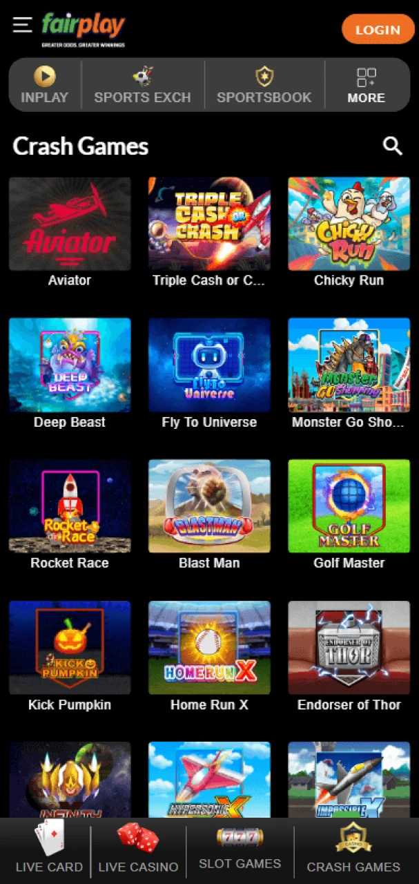 Play casino games on the Fairplay platform.