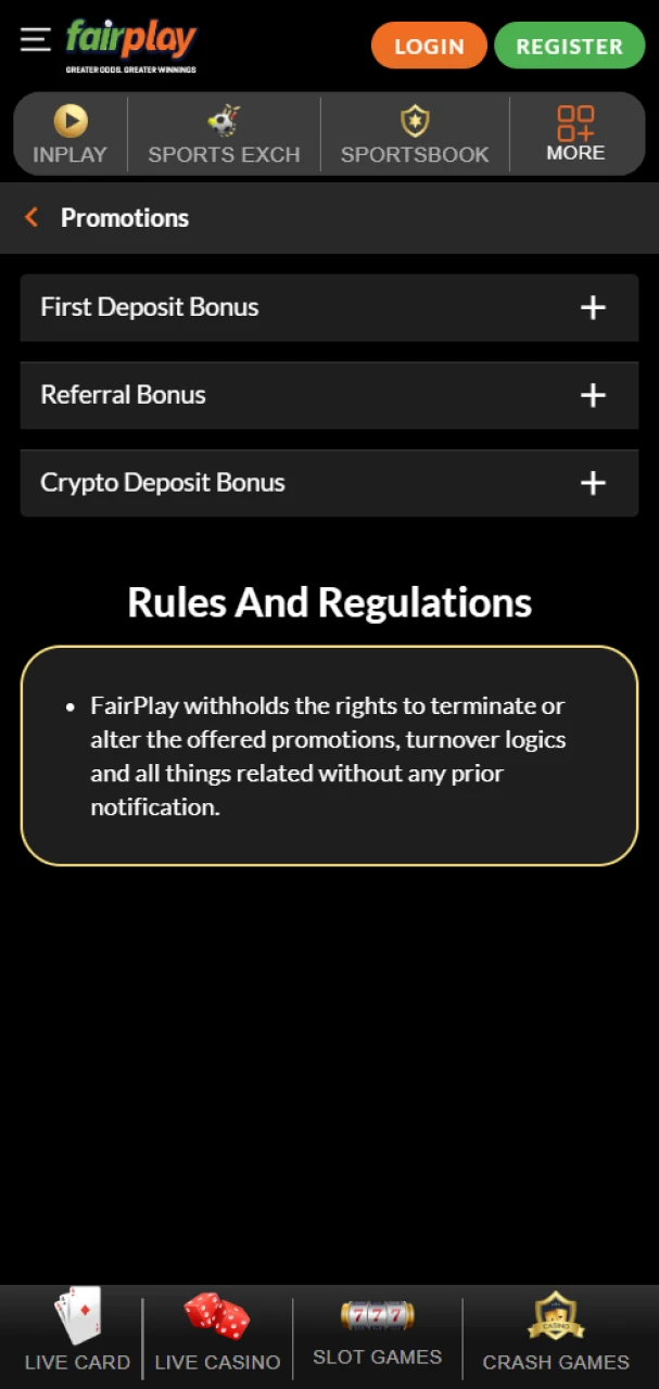 Get exclusive bonuses at Fairplay.