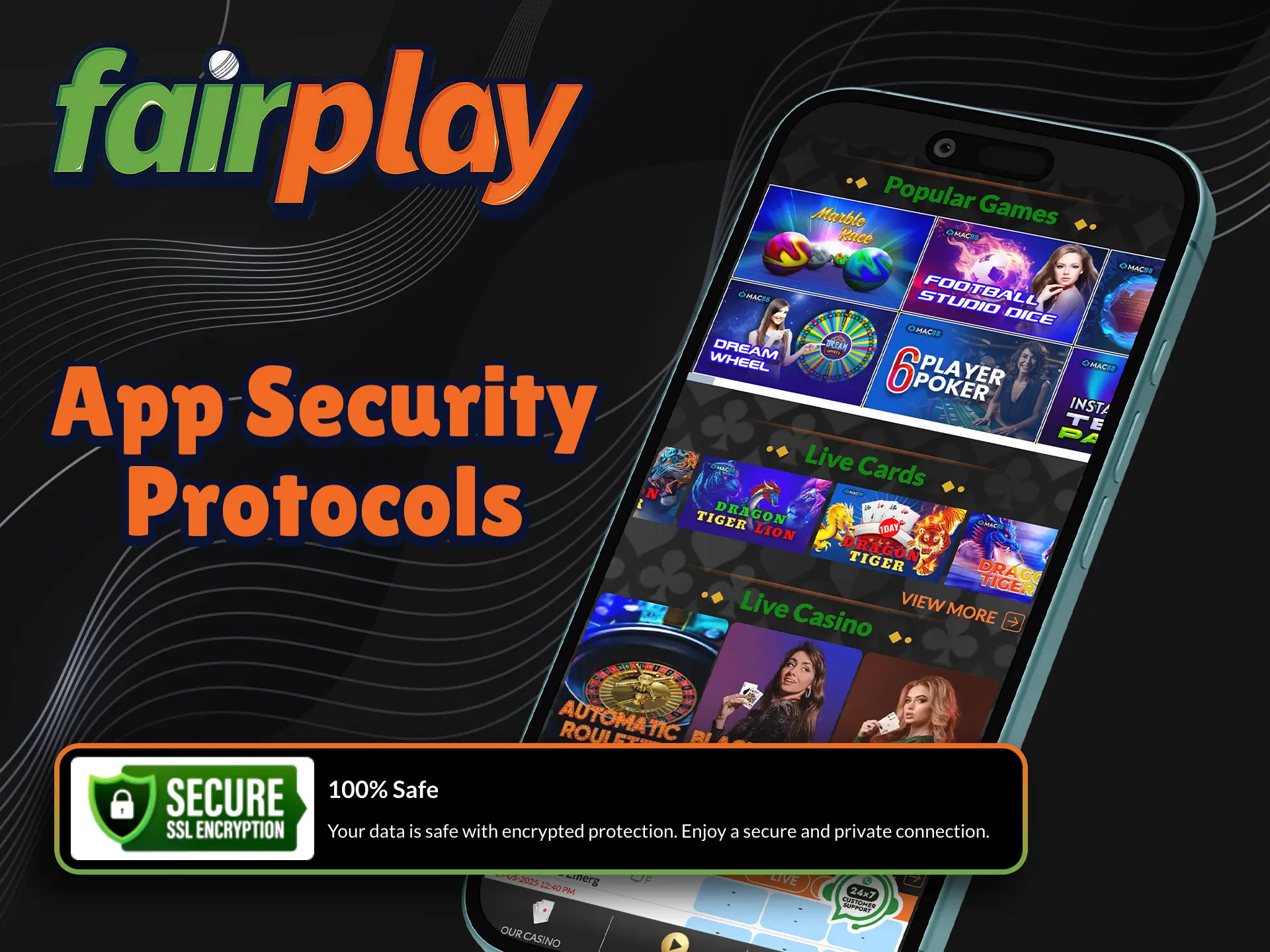 Fairplay uses SSL encryption to ensure the protection of player data.