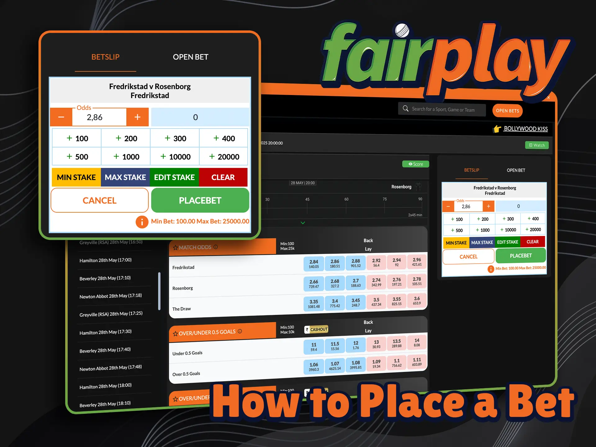 Place bets on a variety of sports at Fairplay.